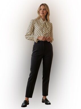 LC Lauren Conrad Polka Dot Eyelet Tie-Neck Romantic Cottagecore Blouse Size XL